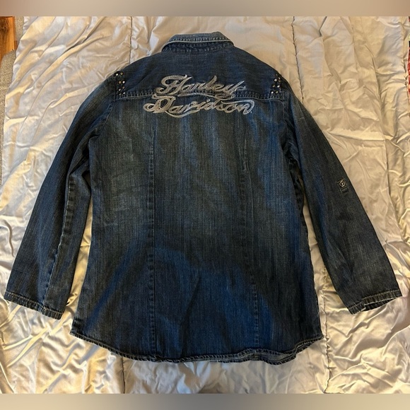 Harley-Davidson Blue Denim Shirt with Studs - Picture 3 of 6